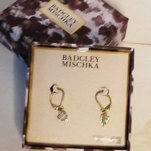Badgley Mischka Earrings Gold Plated Cubic Zirconia Gift Boxed NWT